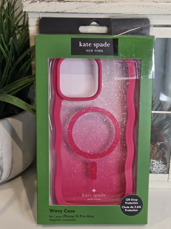 kate spade Accessories - Kate Spade Pink Glitter Wavy MagSafe iPhone 16 Pro Max Case